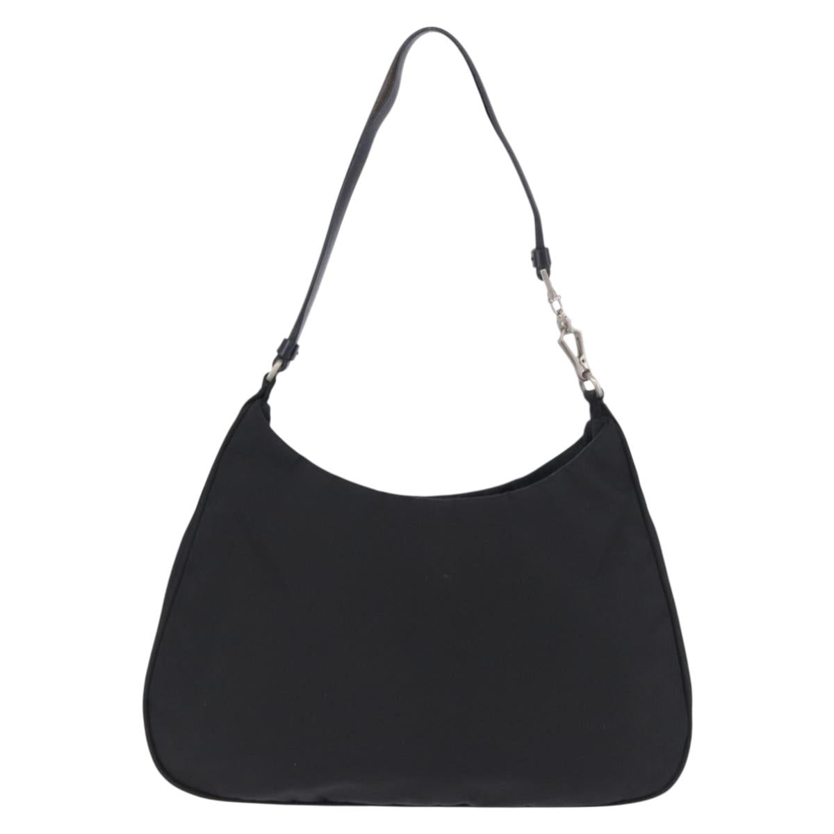 PRADA Hand Bag Nylon Black Silver Auth mr2842A