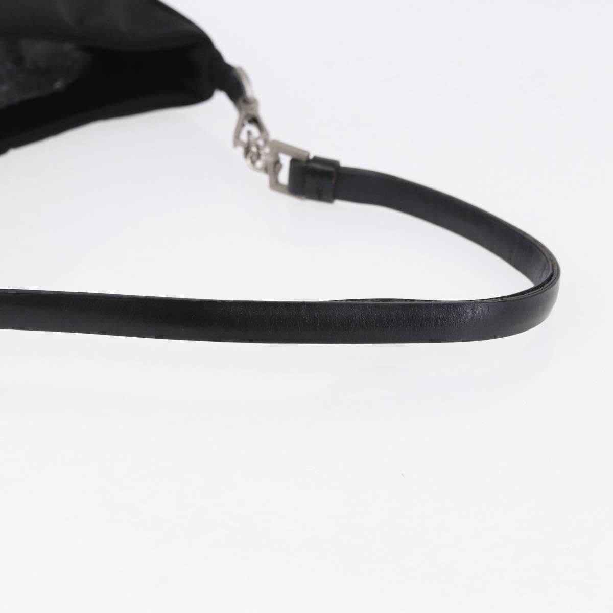 PRADA Hand Bag Nylon Black Silver Auth mr2842A