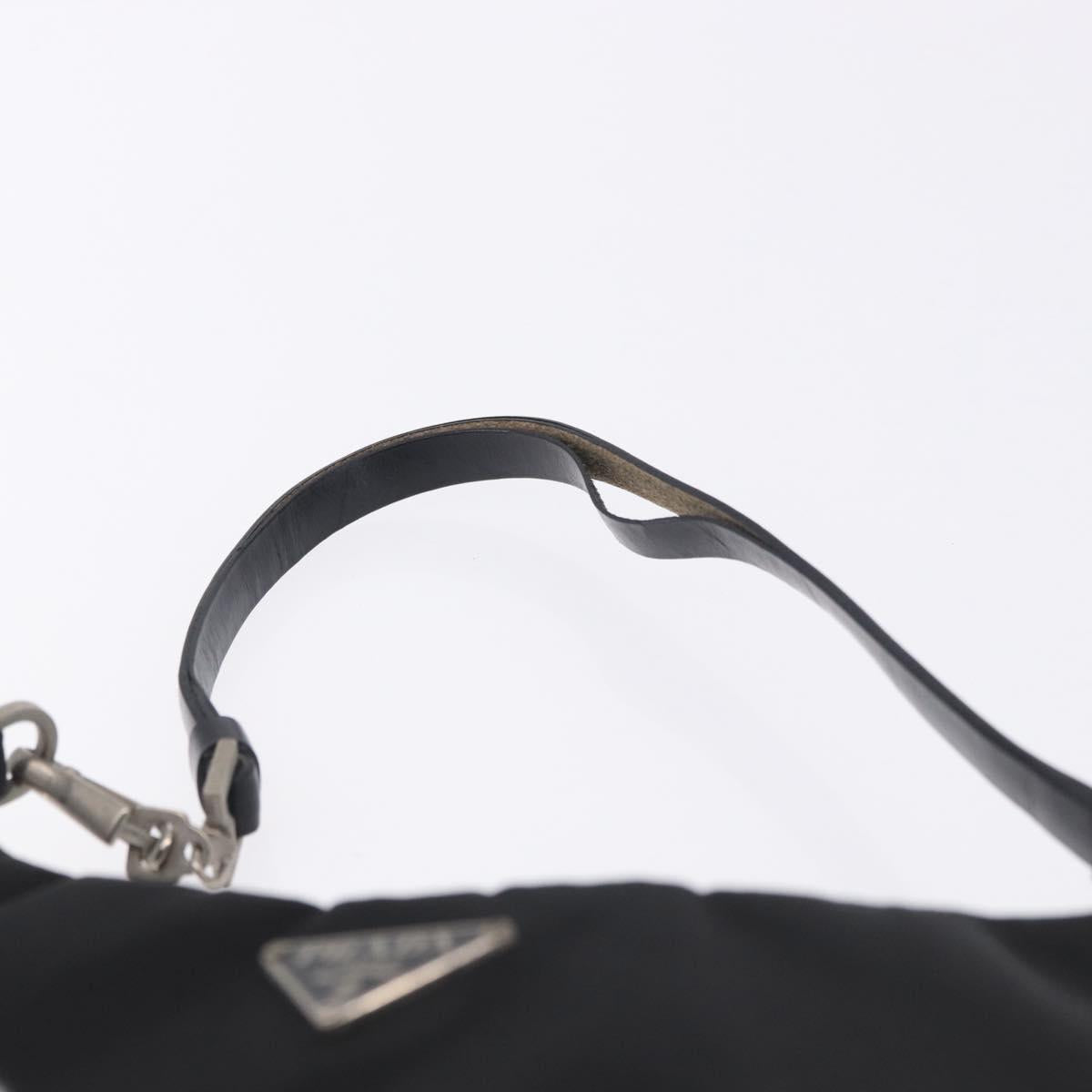 PRADA Hand Bag Nylon Black Silver Auth mr2842A