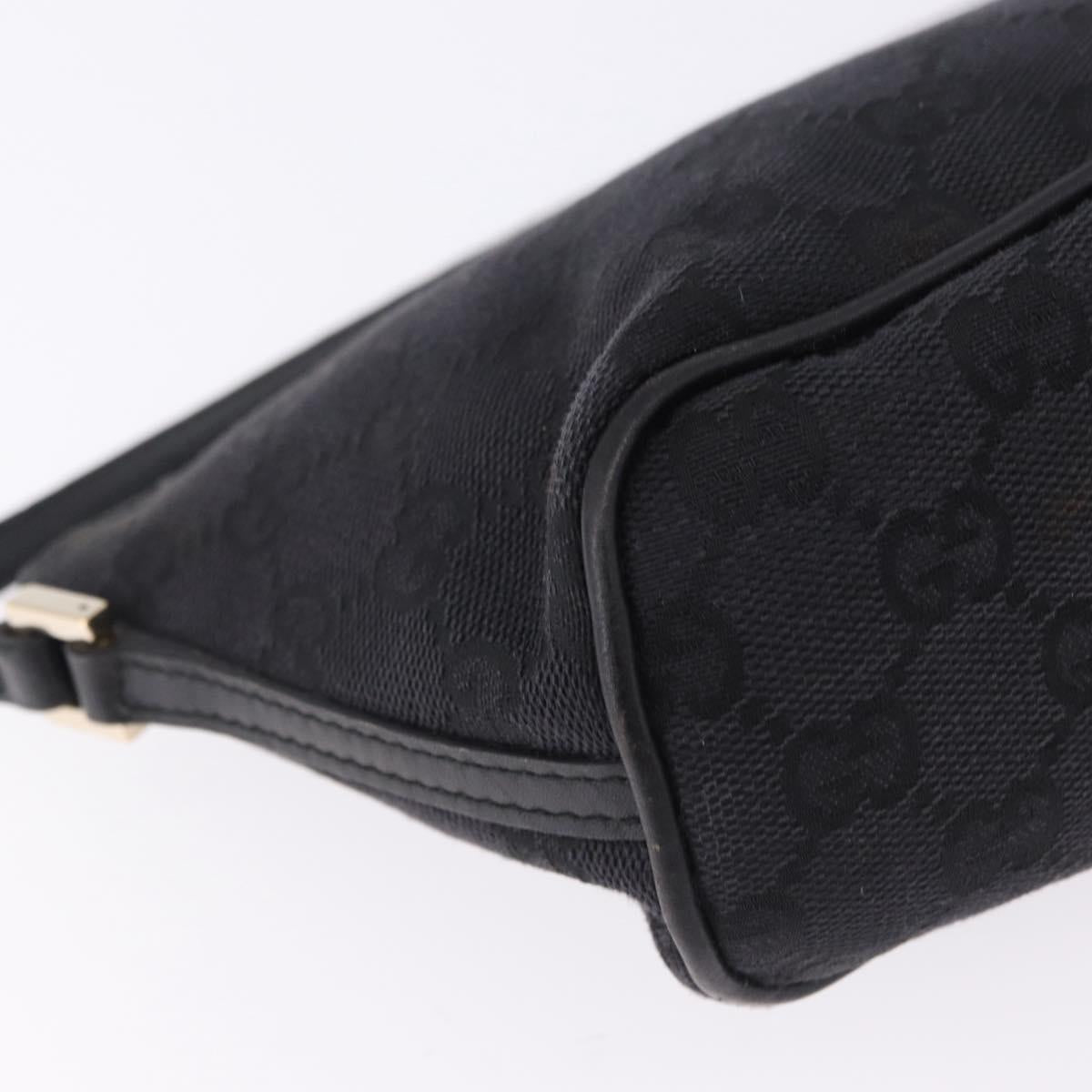 GUCCI GG Canvas Accessory Pouch Black Gold 089 1103 Auth mr2843