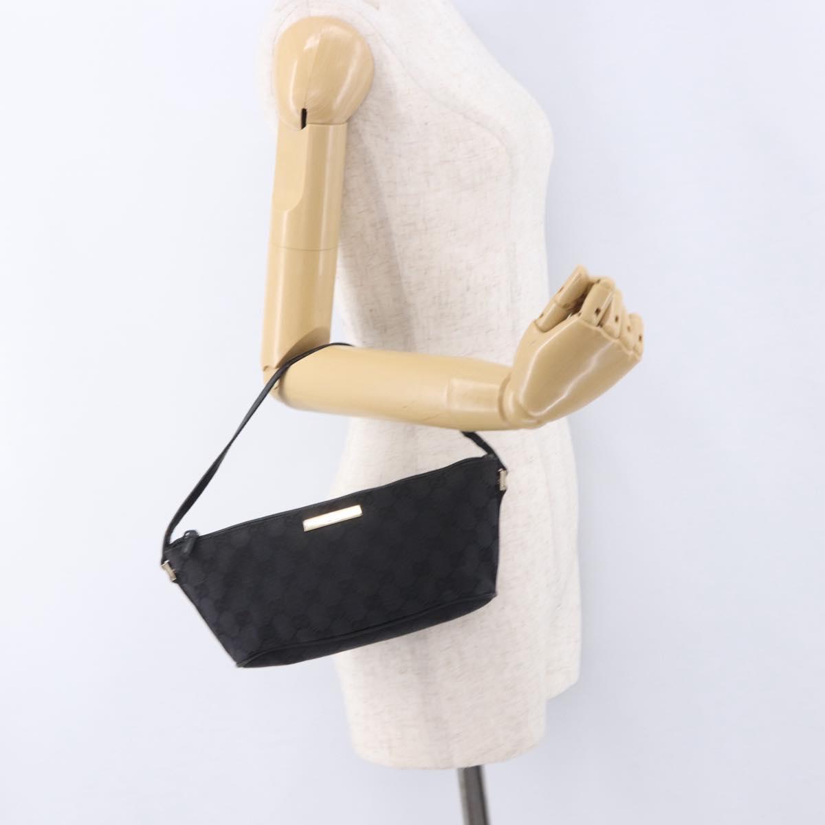 GUCCI GG Canvas Accessory Pouch Black Gold 089 1103 Auth mr2843
