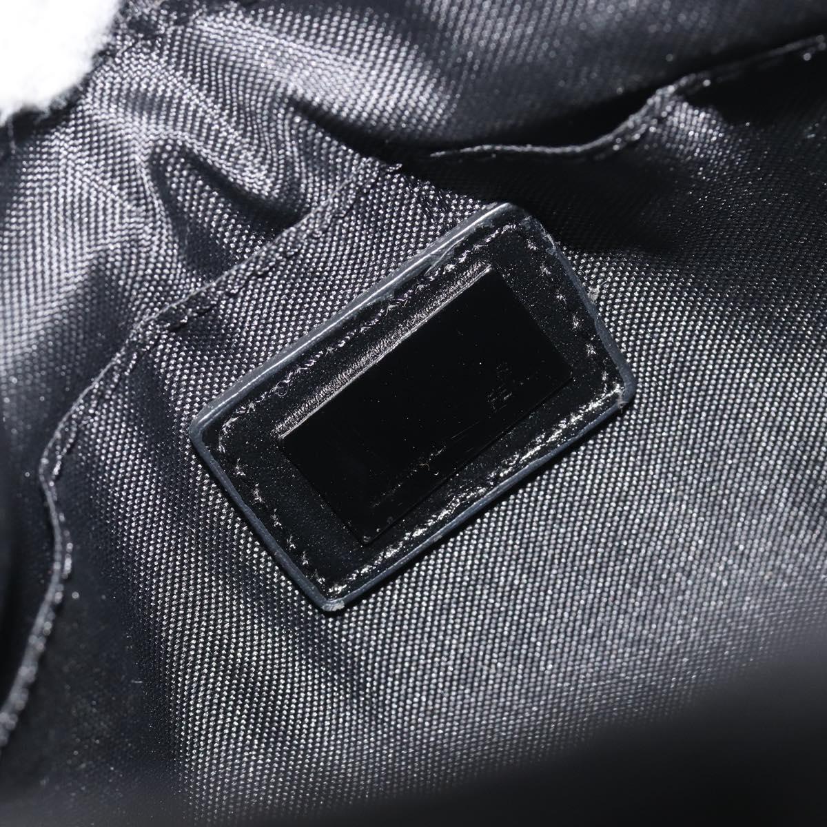 FENDI Zucchino Canvas Shoulder Bag Black Silver Auth mr2844