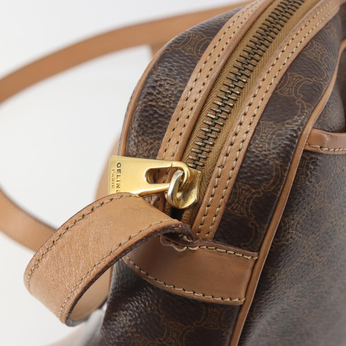 CELINE Macadam Canvas Shoulder Bag PVC Leather Brown Gold Auth mr2845