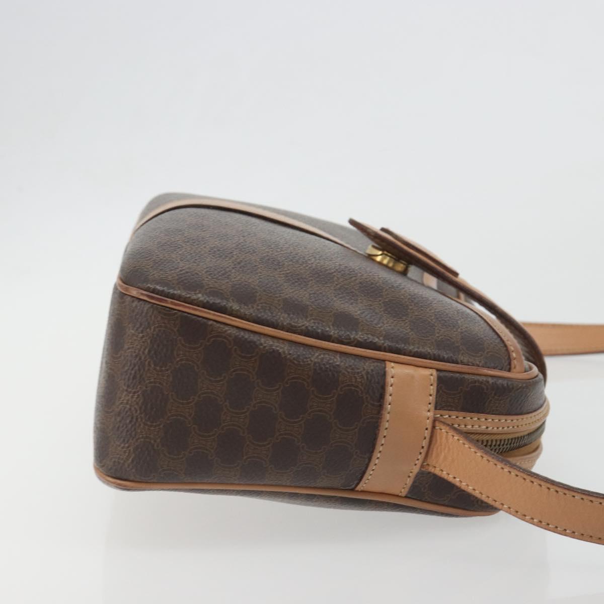 CELINE Macadam Canvas Shoulder Bag PVC Leather Brown Gold Auth mr2845