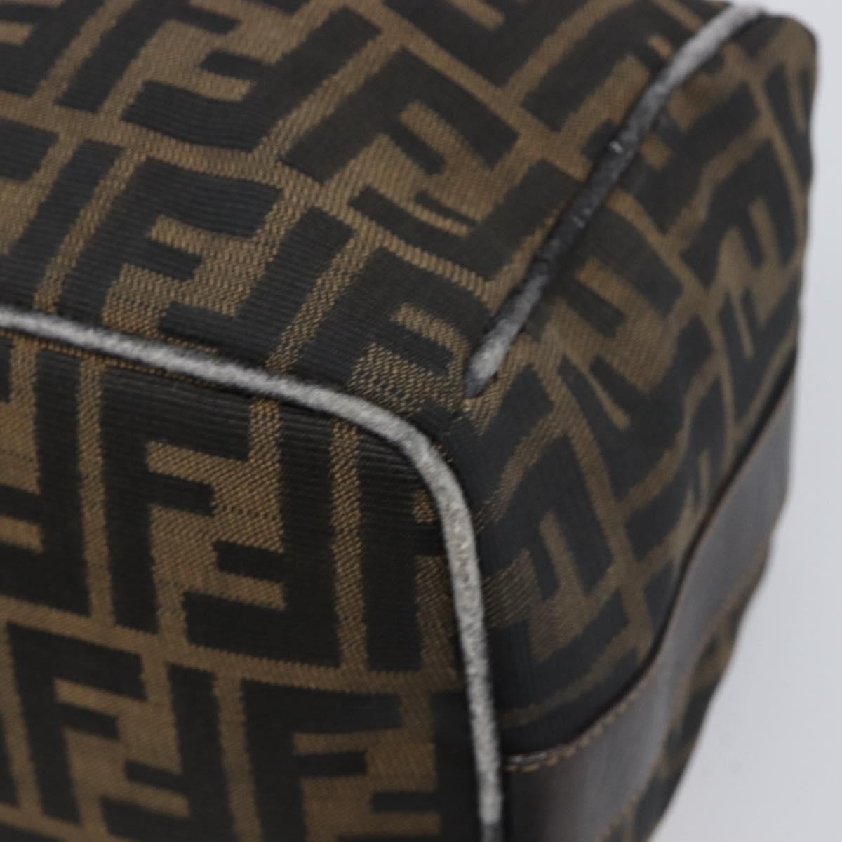 FENDI Zucca Canvas Vanity Pouch Hand Bag Black Brown Auth mr2846