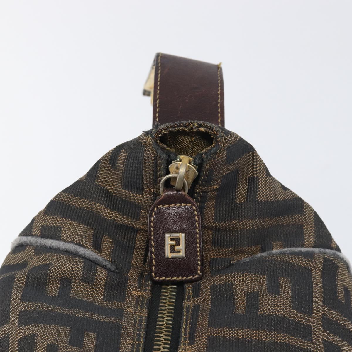 FENDI Zucca Canvas Vanity Pouch Hand Bag Black Brown Auth mr2846