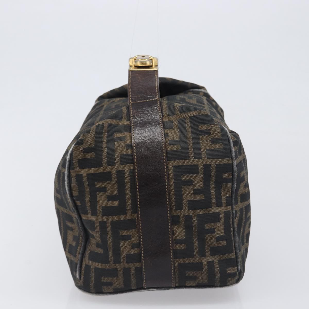 FENDI Zucca Canvas Vanity Pouch Hand Bag Black Brown Auth mr2846