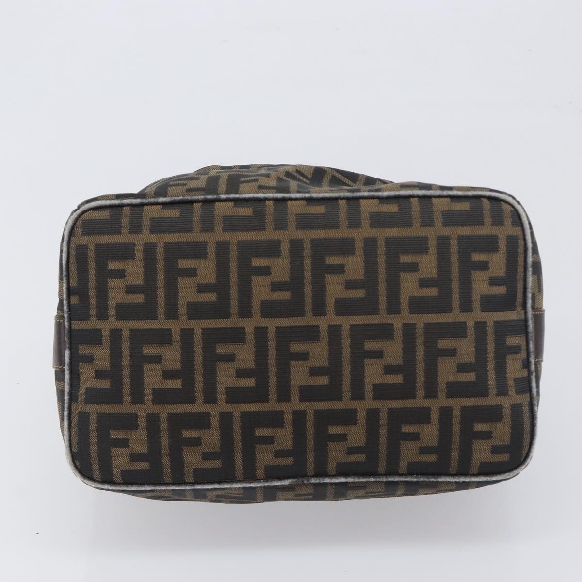FENDI Zucca Canvas Vanity Pouch Hand Bag Black Brown Auth mr2846