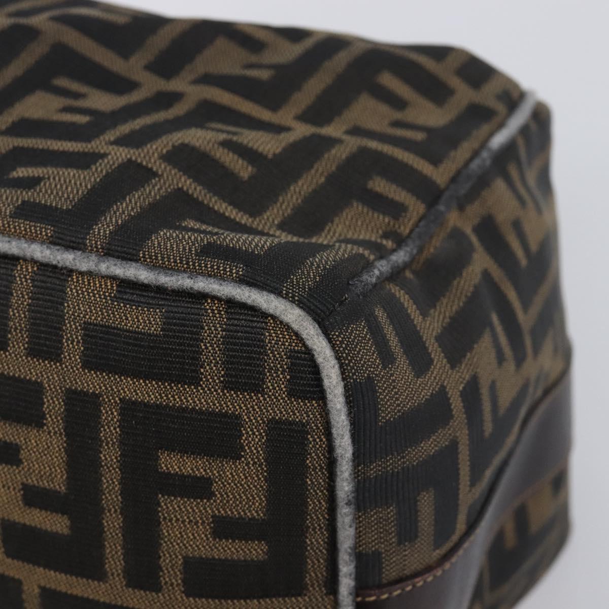 FENDI Zucca Canvas Vanity Pouch Hand Bag Black Brown Auth mr2846