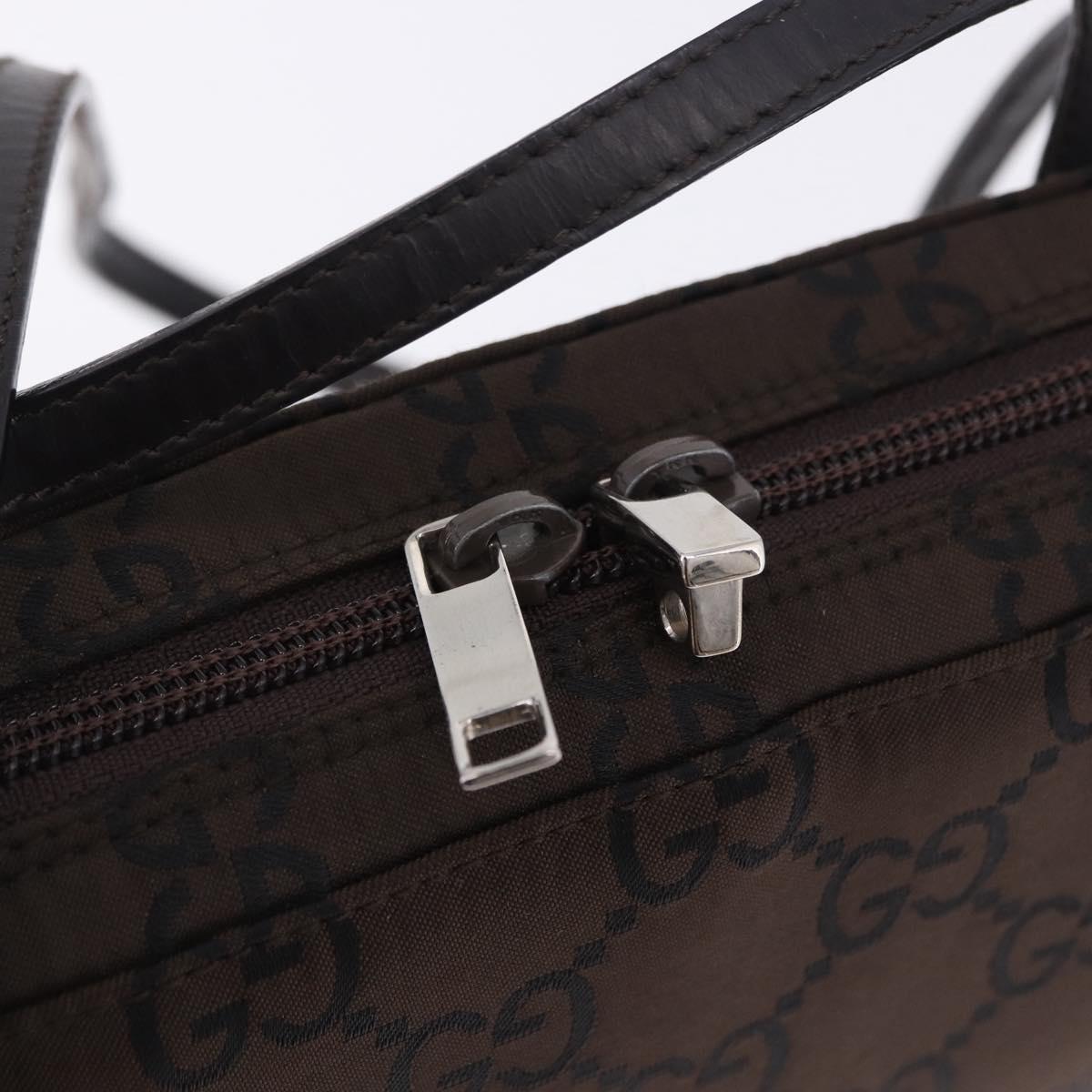 GUCCI GG Canvas Shoulder Bag Nylon Brown Silver 001 3074 Auth mr2847