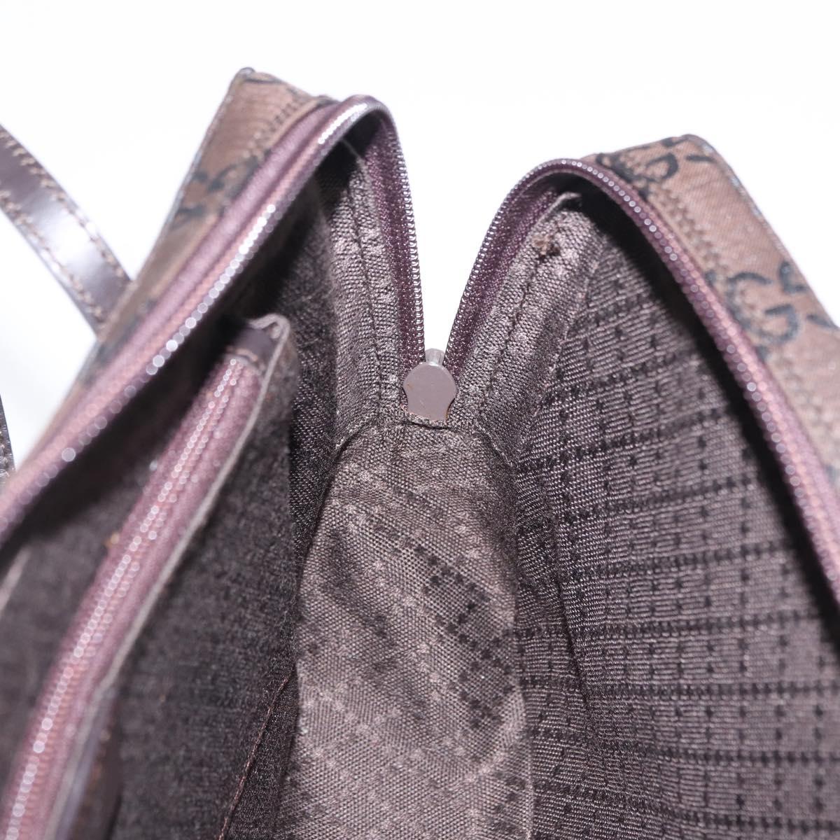 GUCCI GG Canvas Shoulder Bag Nylon Brown Silver 001 3074 Auth mr2847