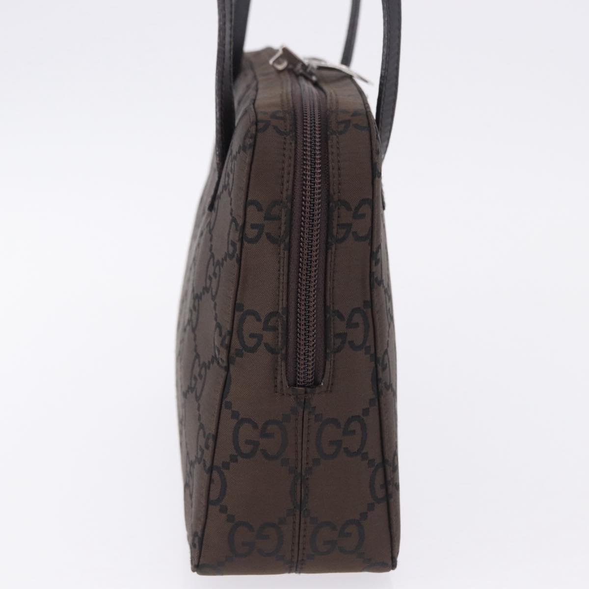 GUCCI GG Canvas Shoulder Bag Nylon Brown Silver 001 3074 Auth mr2847
