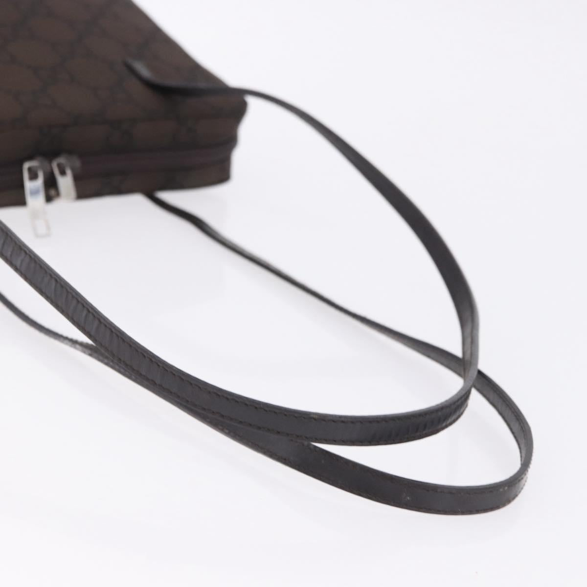 GUCCI GG Canvas Shoulder Bag Nylon Brown Silver 001 3074 Auth mr2847