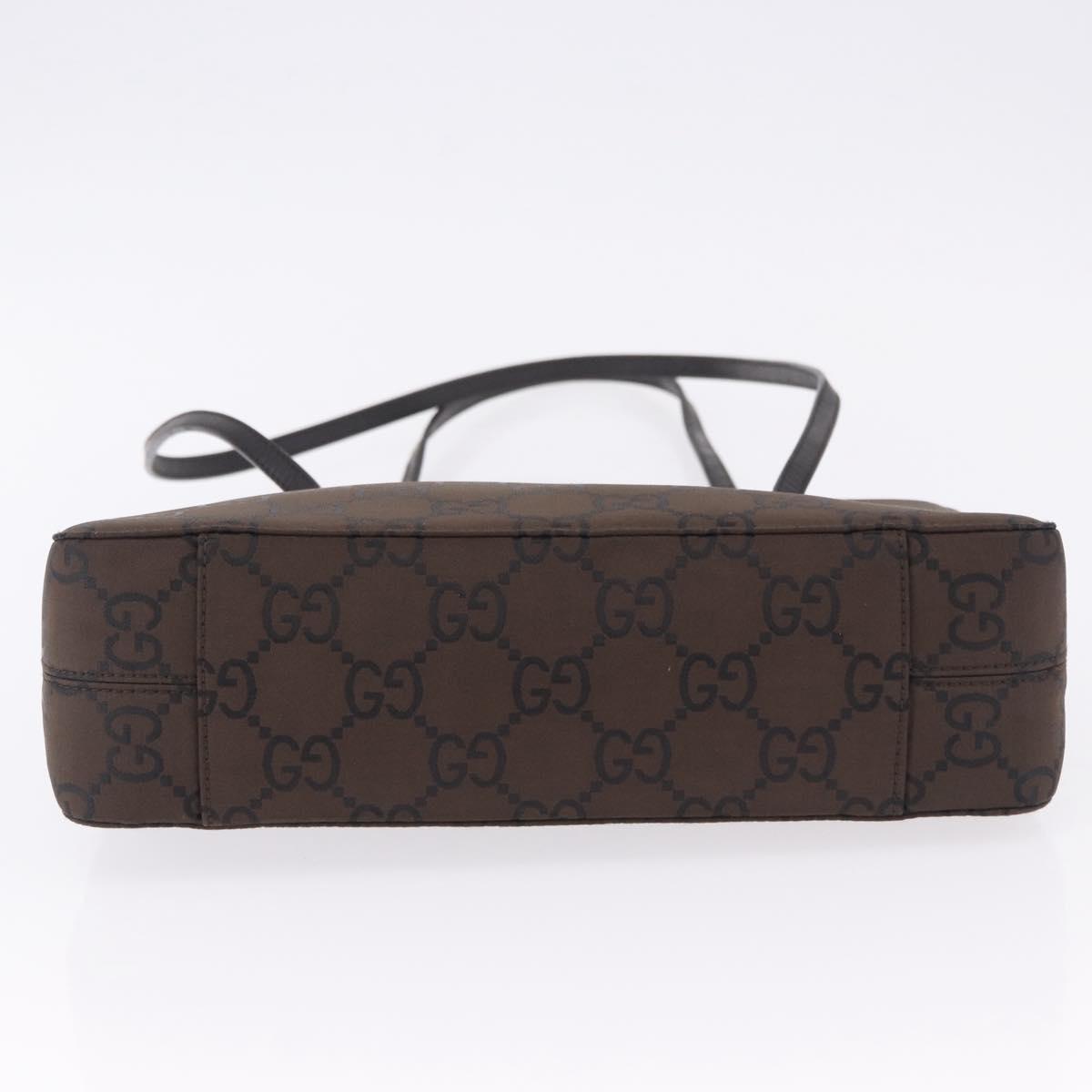 GUCCI GG Canvas Shoulder Bag Nylon Brown Silver 001 3074 Auth mr2847