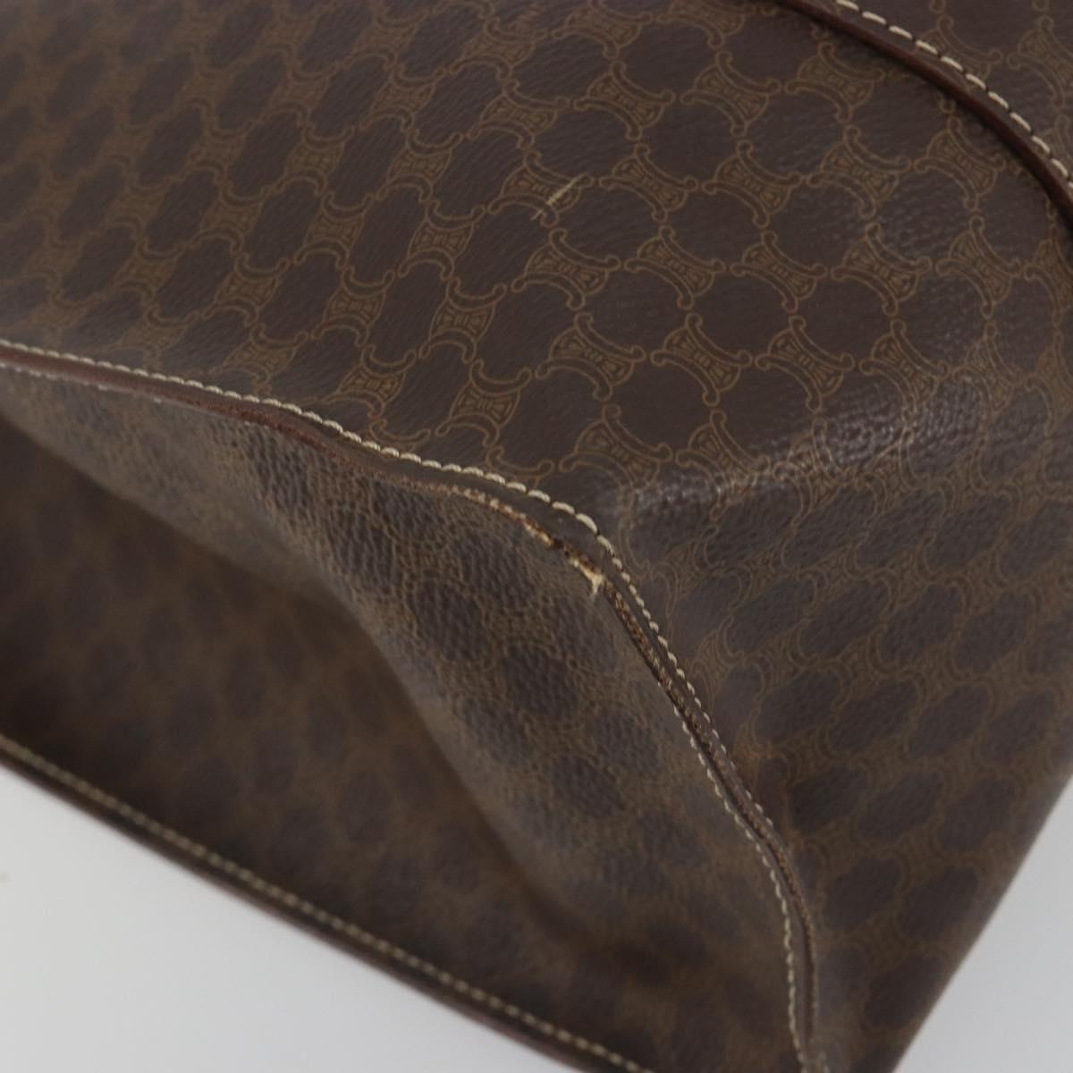 CELINE Macadam Canvas Tote Bag PVC Leather Brown Gold Auth mr2848