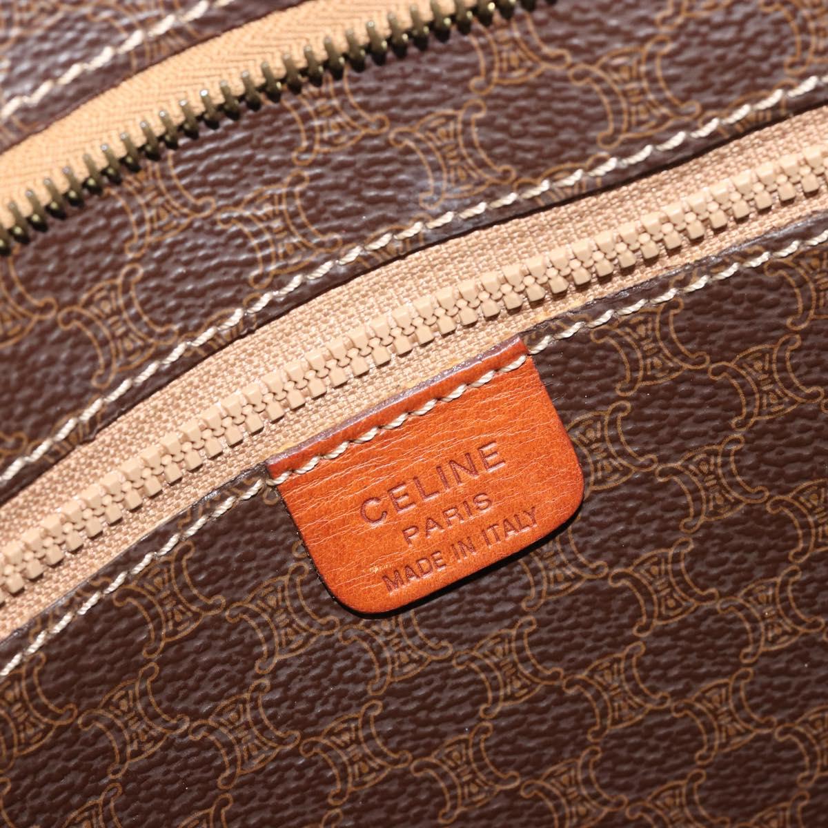 CELINE Macadam Canvas Tote Bag PVC Leather Brown Gold Auth mr2848