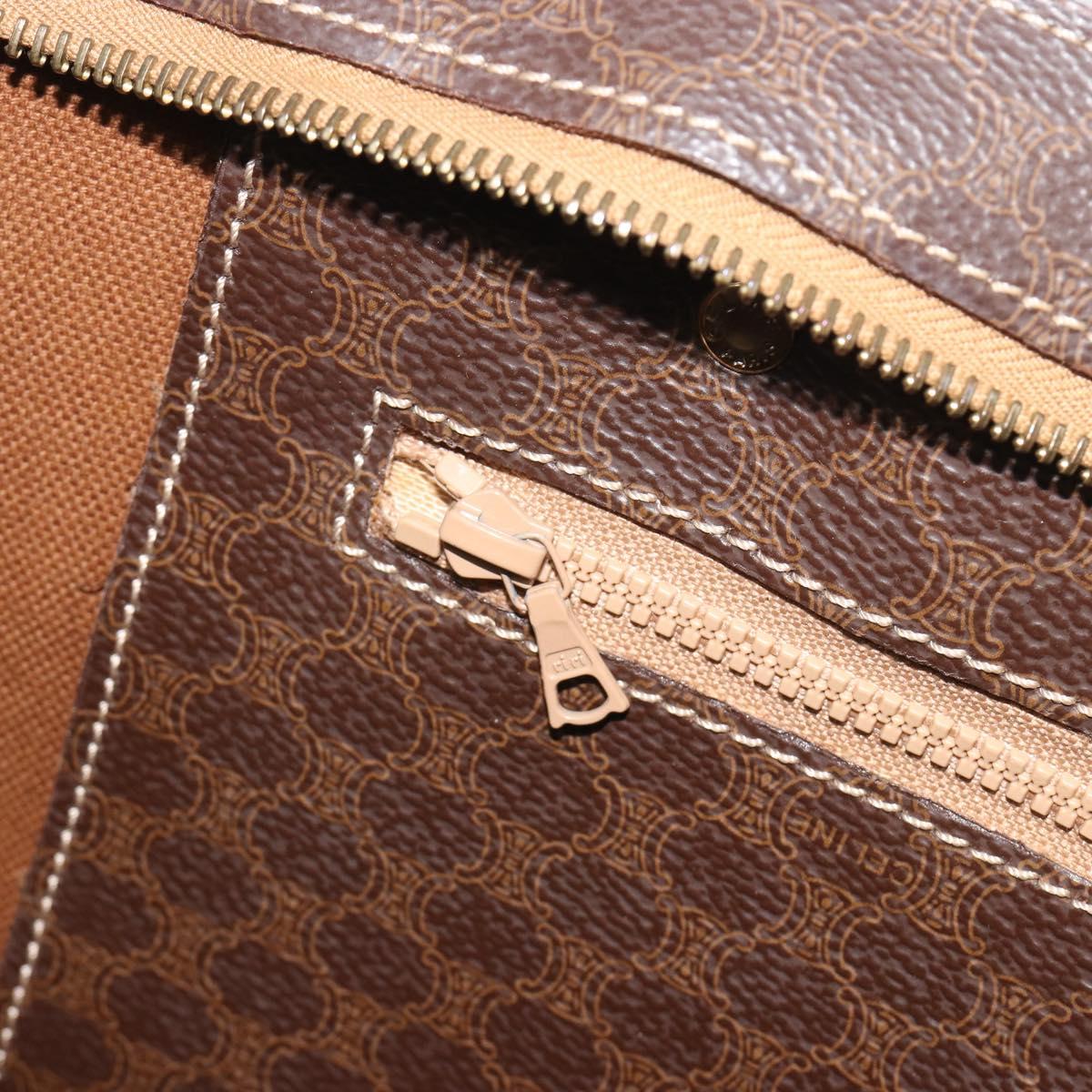 CELINE Macadam Canvas Tote Bag PVC Leather Brown Gold Auth mr2848