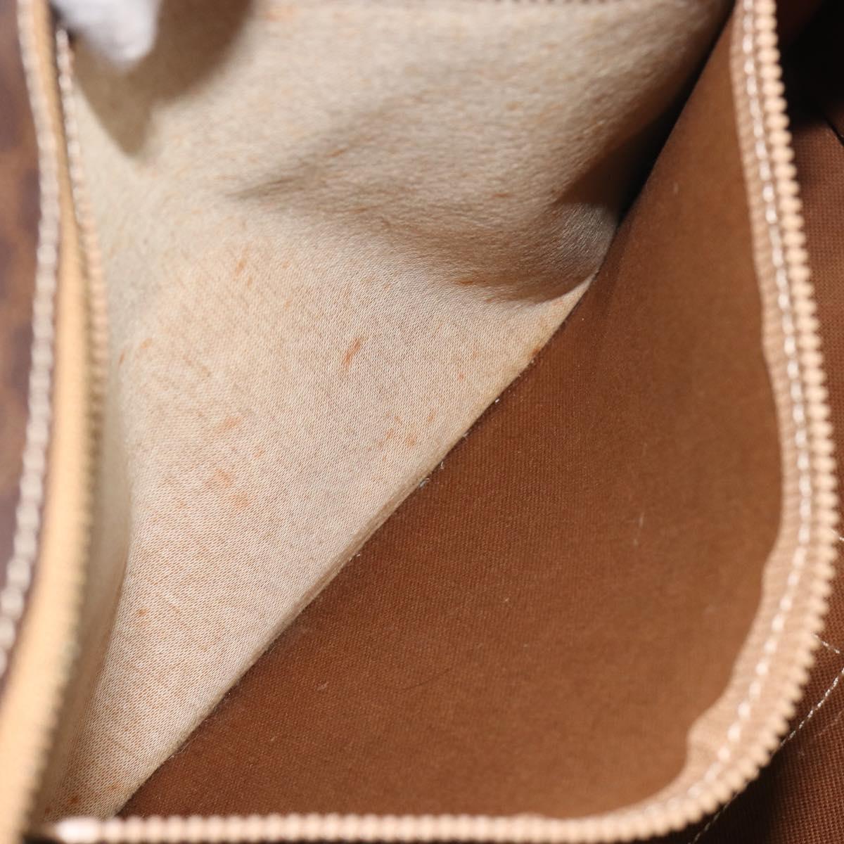 CELINE Macadam Canvas Tote Bag PVC Leather Brown Gold Auth mr2848