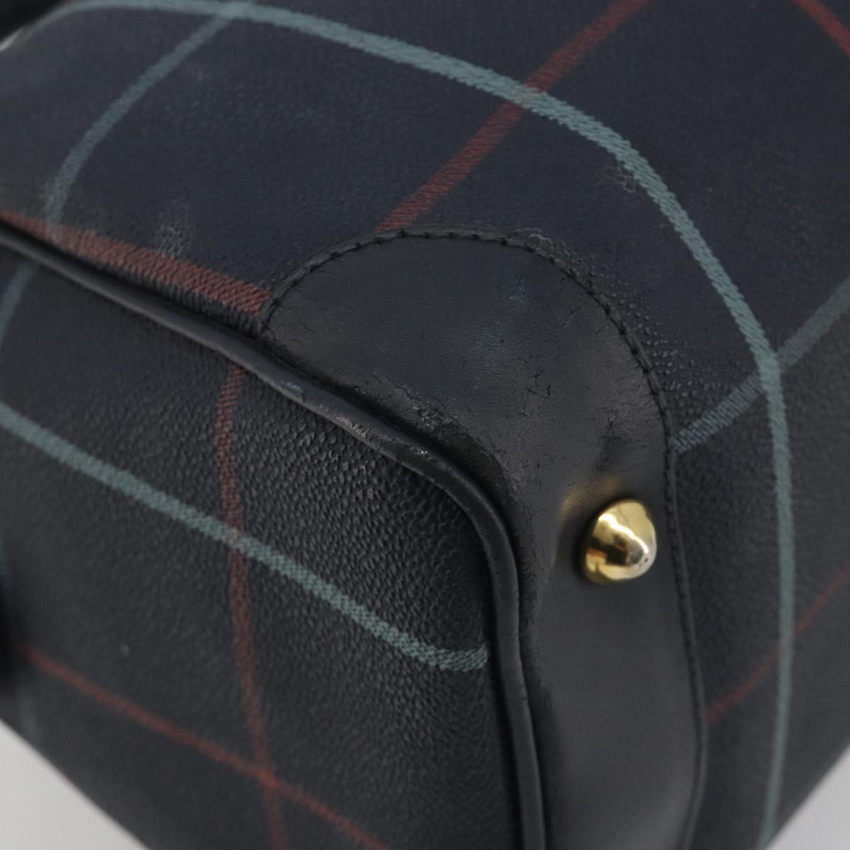 BURBERRY Mini Boston Bag PVC Navy Gold Auth mr2850