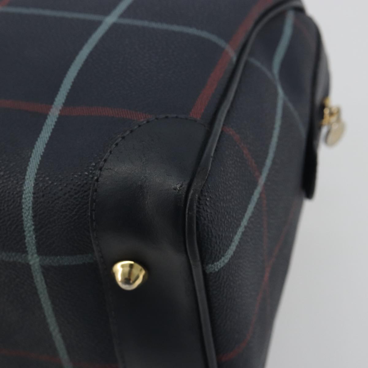 BURBERRY Mini Boston Bag PVC Navy Gold Auth mr2850