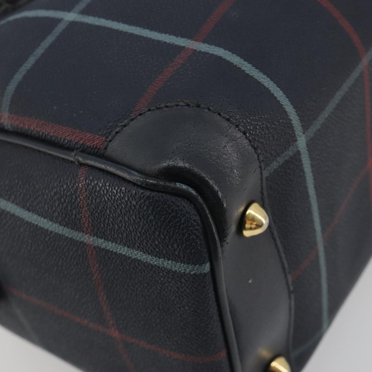 BURBERRY Mini Boston Bag PVC Navy Gold Auth mr2850