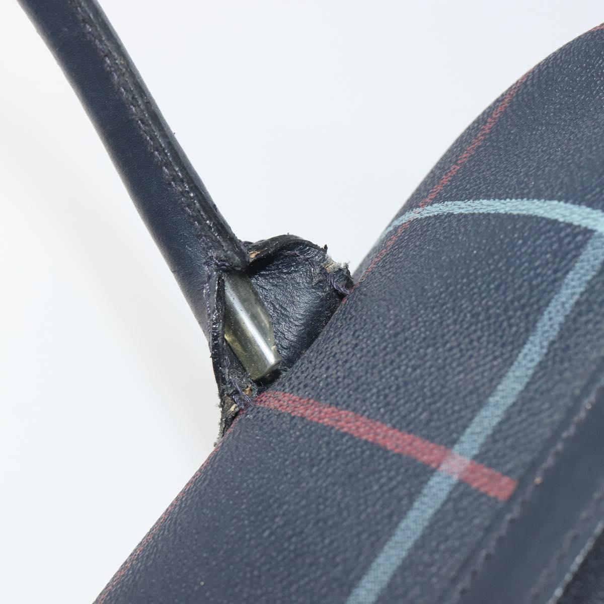 BURBERRY Mini Boston Bag PVC Navy Gold Auth mr2850