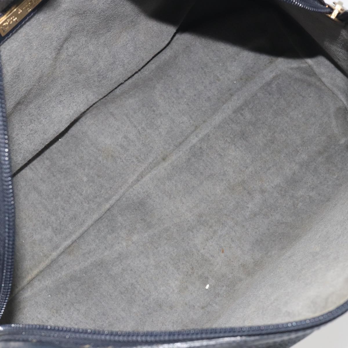 BURBERRY Mini Boston Bag PVC Navy Gold Auth mr2850