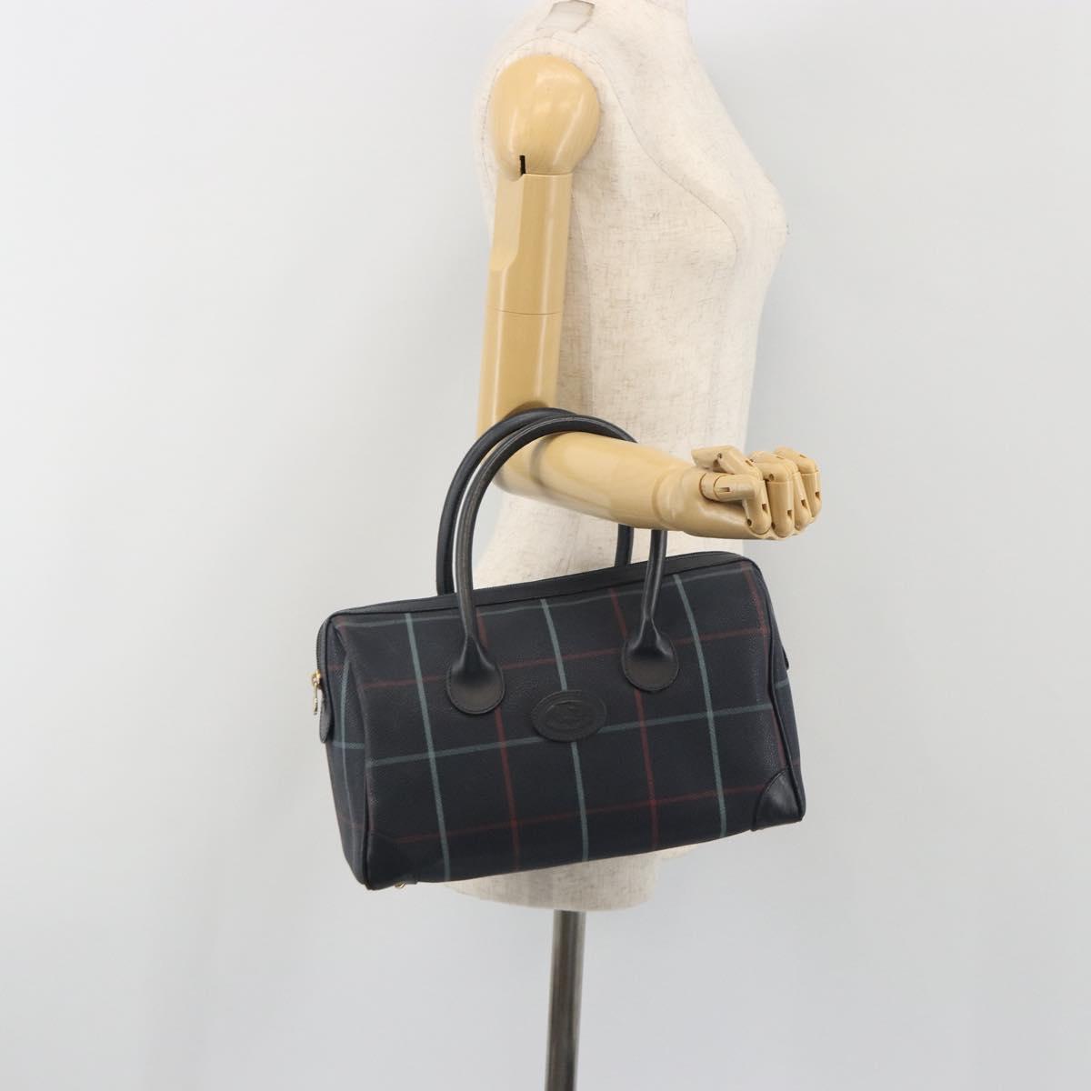 BURBERRY Mini Boston Bag PVC Navy Gold Auth mr2850