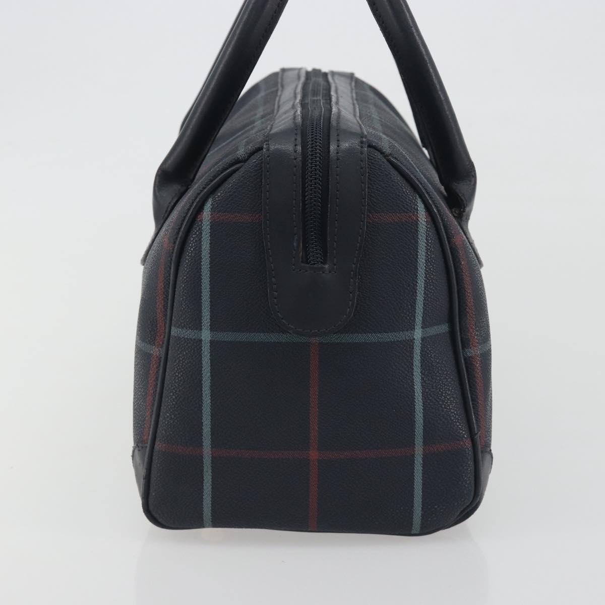 BURBERRY Mini Boston Bag PVC Navy Gold Auth mr2850
