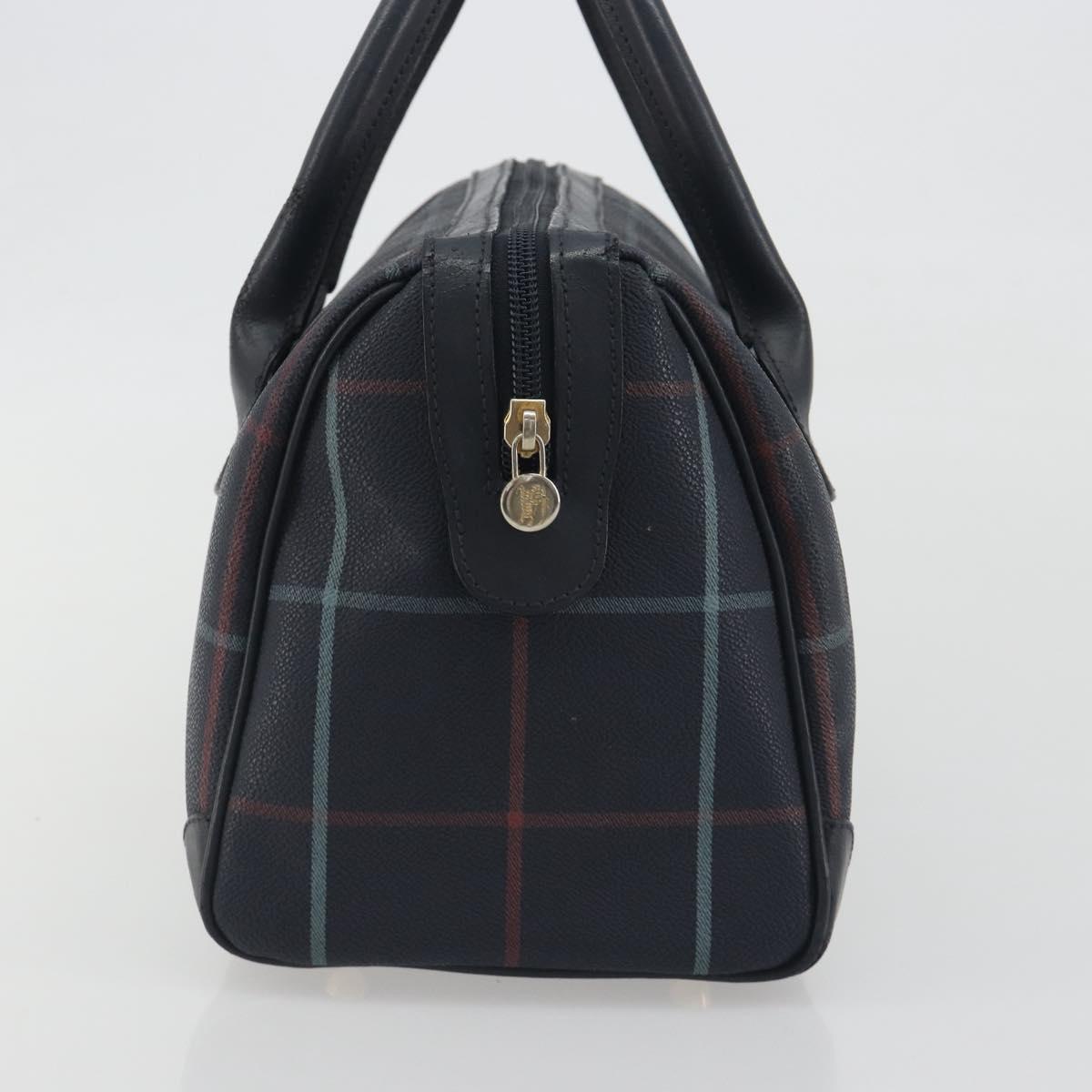 BURBERRY Mini Boston Bag PVC Navy Gold Auth mr2850