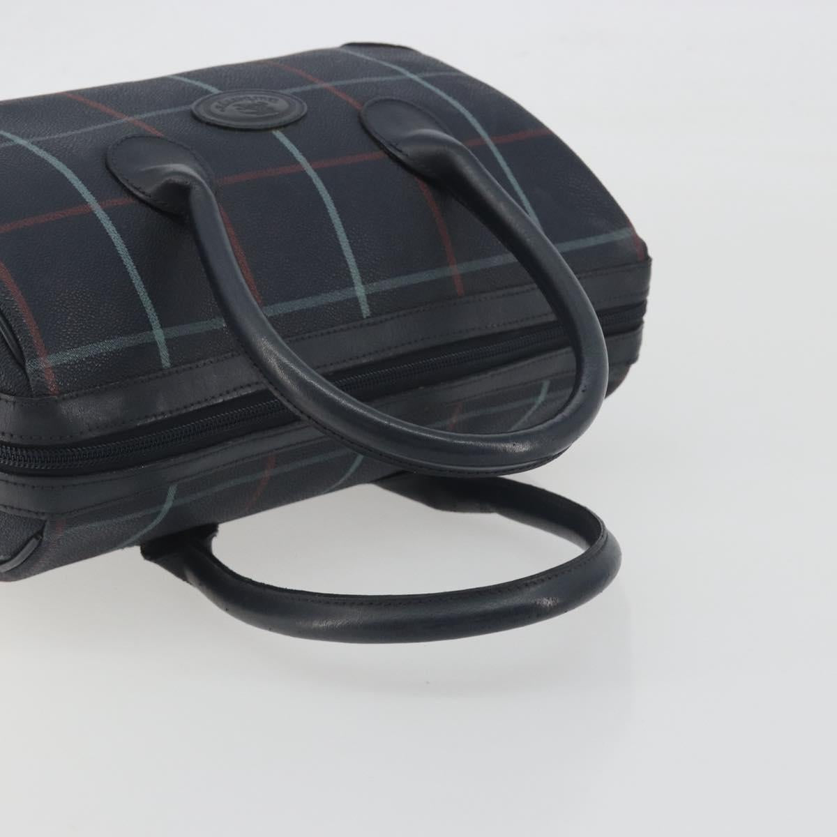 BURBERRY Mini Boston Bag PVC Navy Gold Auth mr2850
