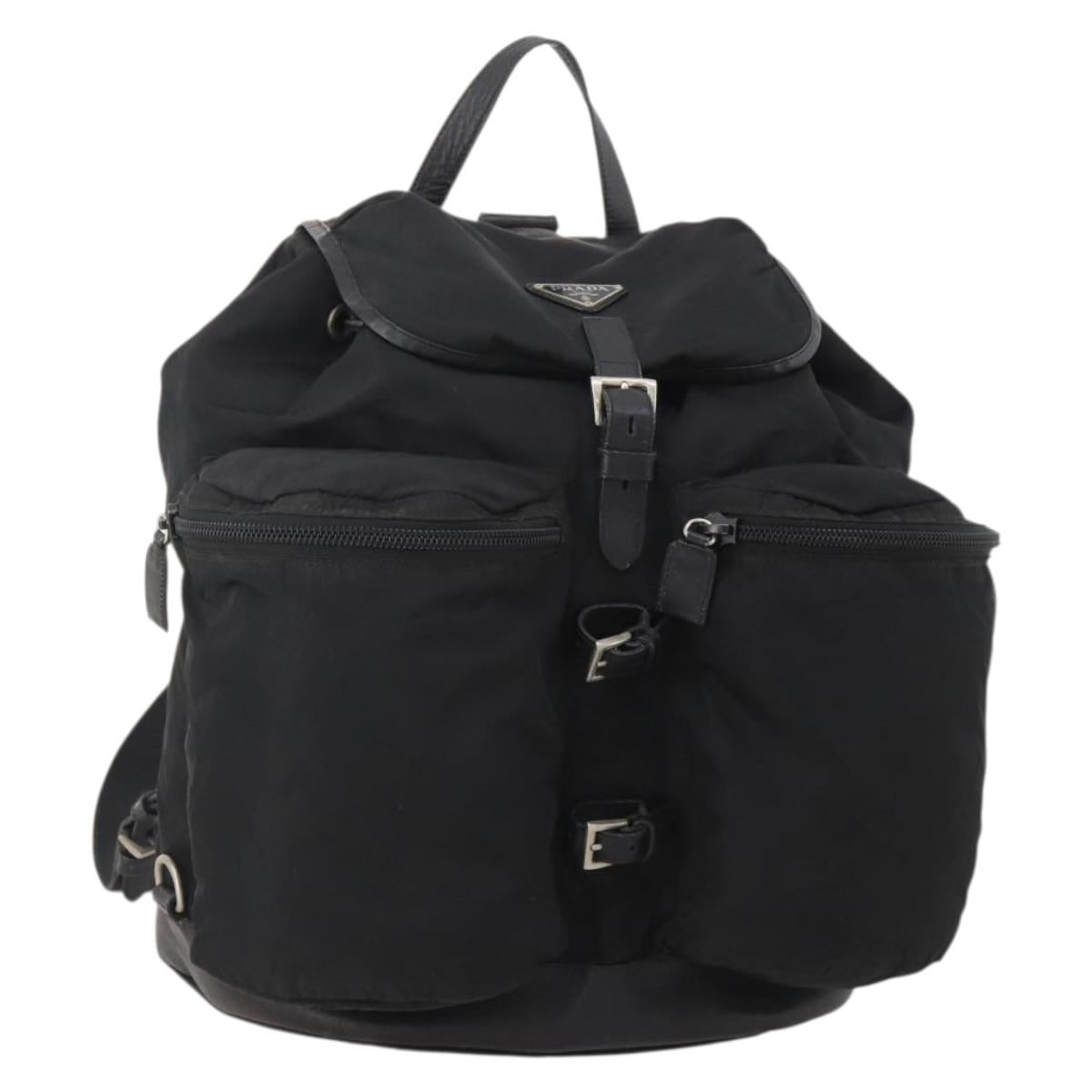 PRADA Backpack Nylon Black Silver Auth mr2851