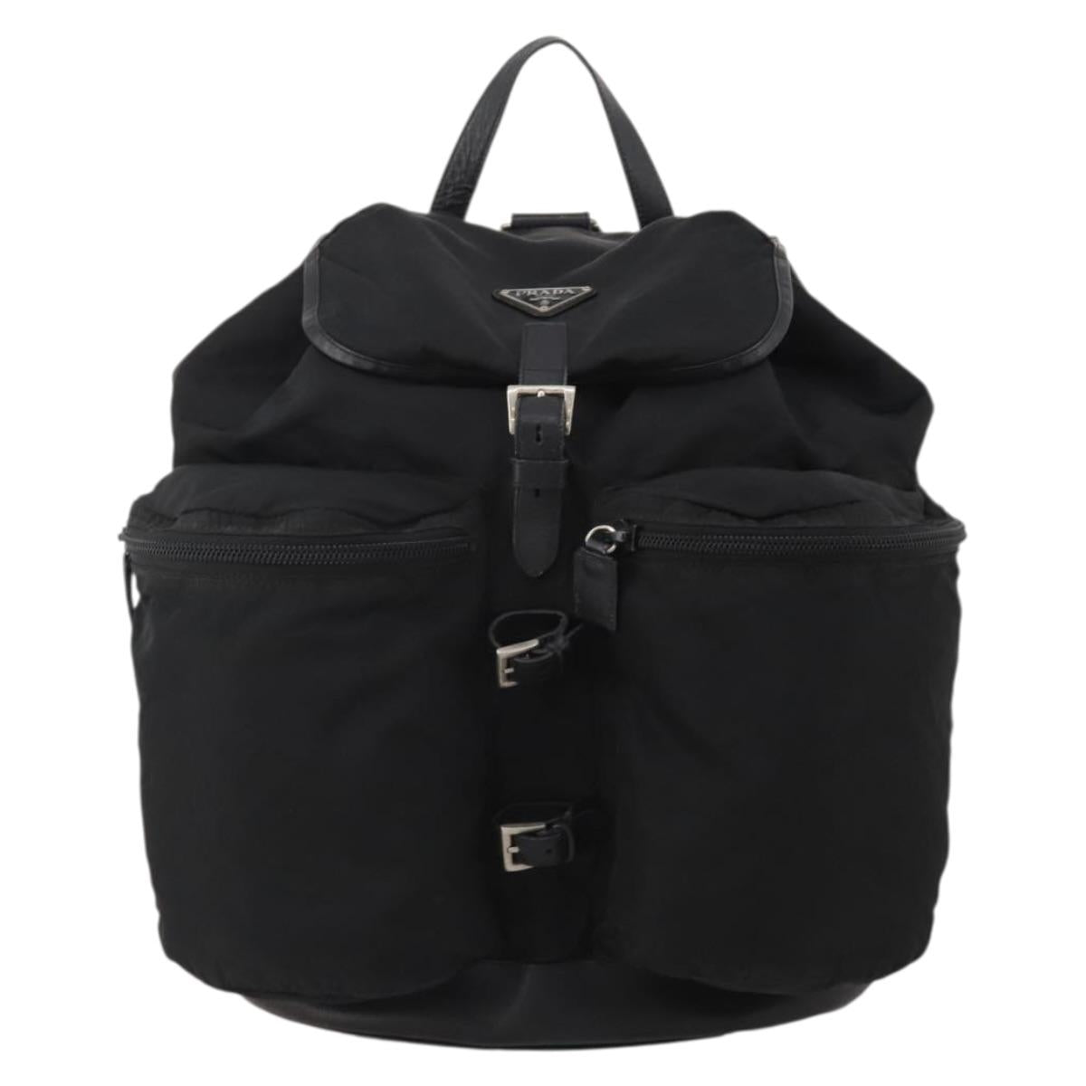 PRADA Backpack Nylon Black Silver Auth mr2851