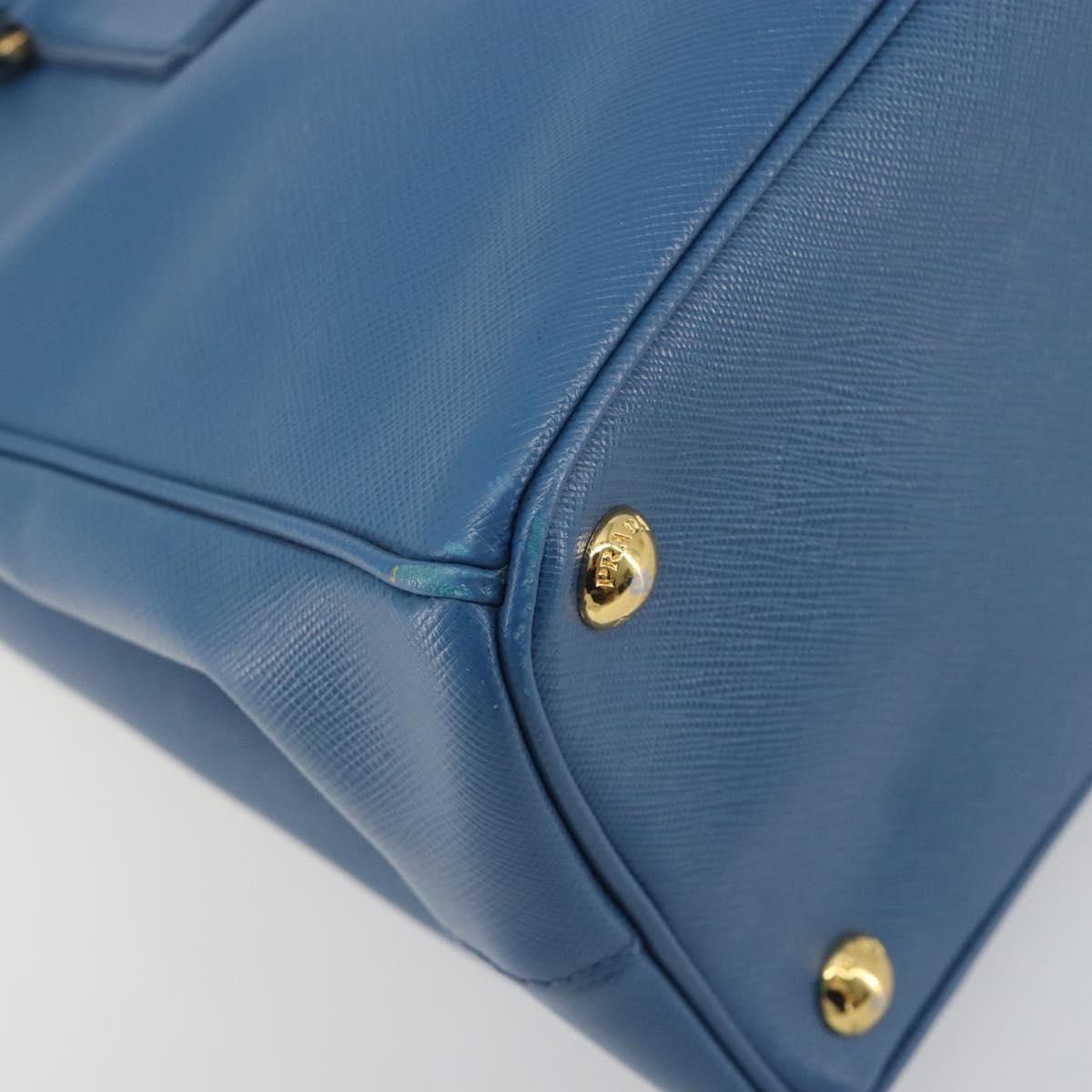 PRADA Shoulder Bag Safiano Leather 2way Blue Gold Auth mr2852V