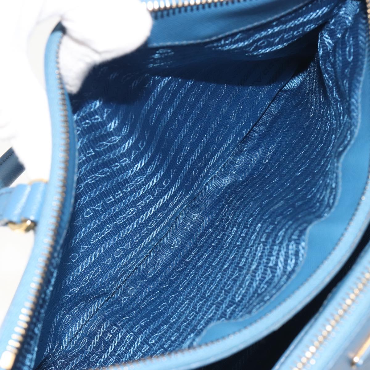 PRADA Shoulder Bag Safiano Leather 2way Blue Gold Auth mr2852V