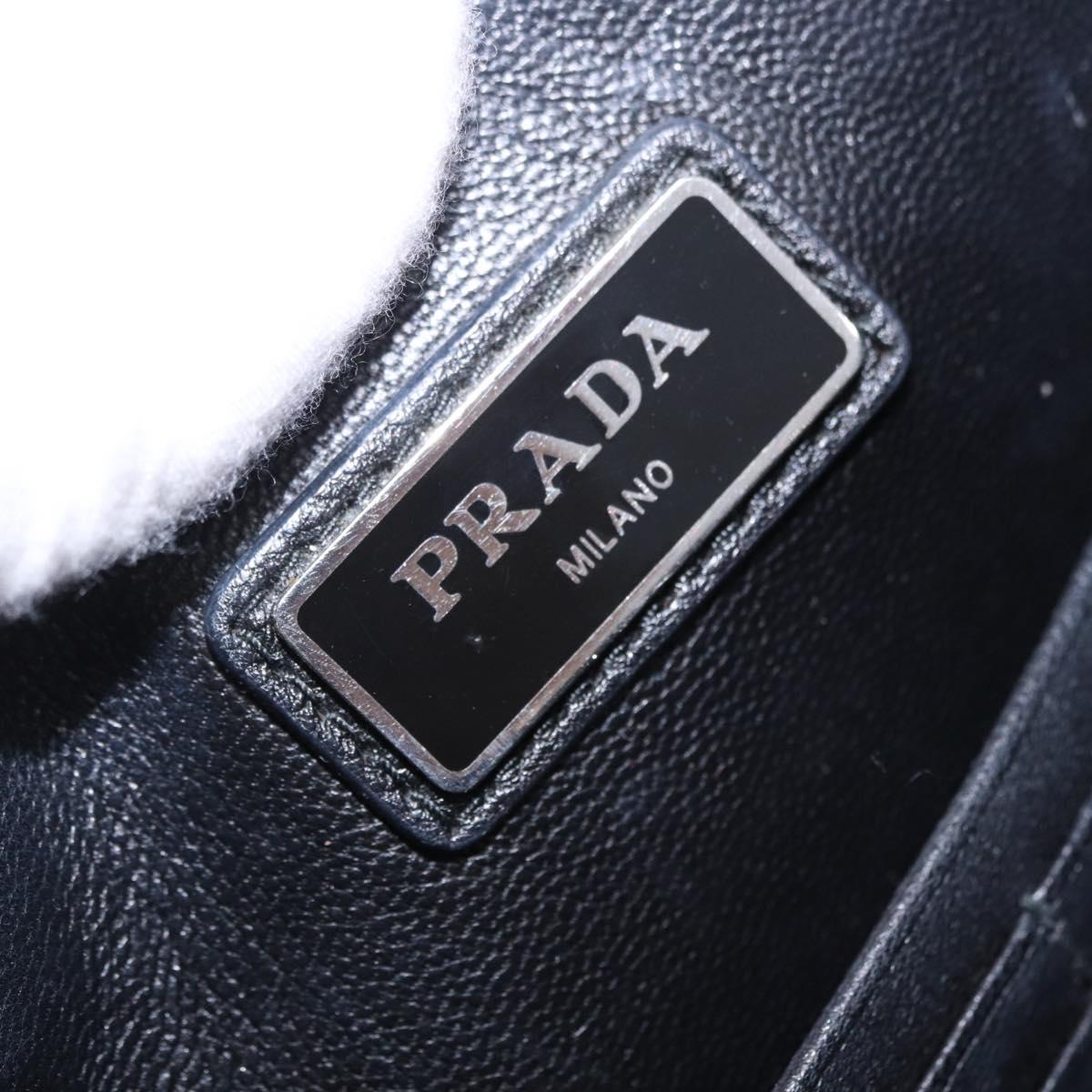 PRADA Clutch Bag Safiano Leather Black Silver Auth mr2853