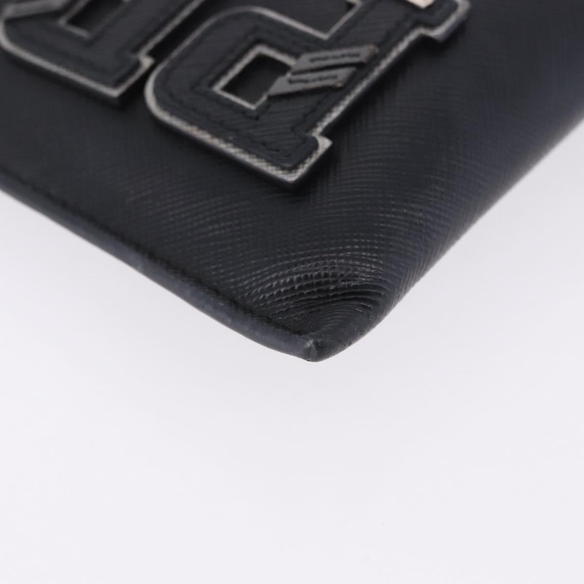 PRADA Clutch Bag Safiano Leather Black Silver Auth mr2853