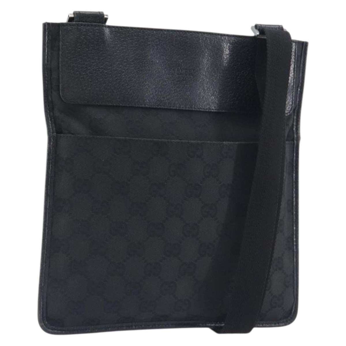 GUCCI GG Canvas Shoulder Bag Black Silver 27639 Auth mr2854