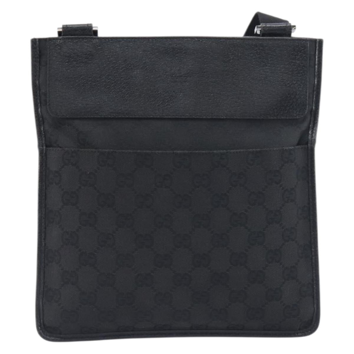 GUCCI GG Canvas Shoulder Bag Black Silver 27639 Auth mr2854