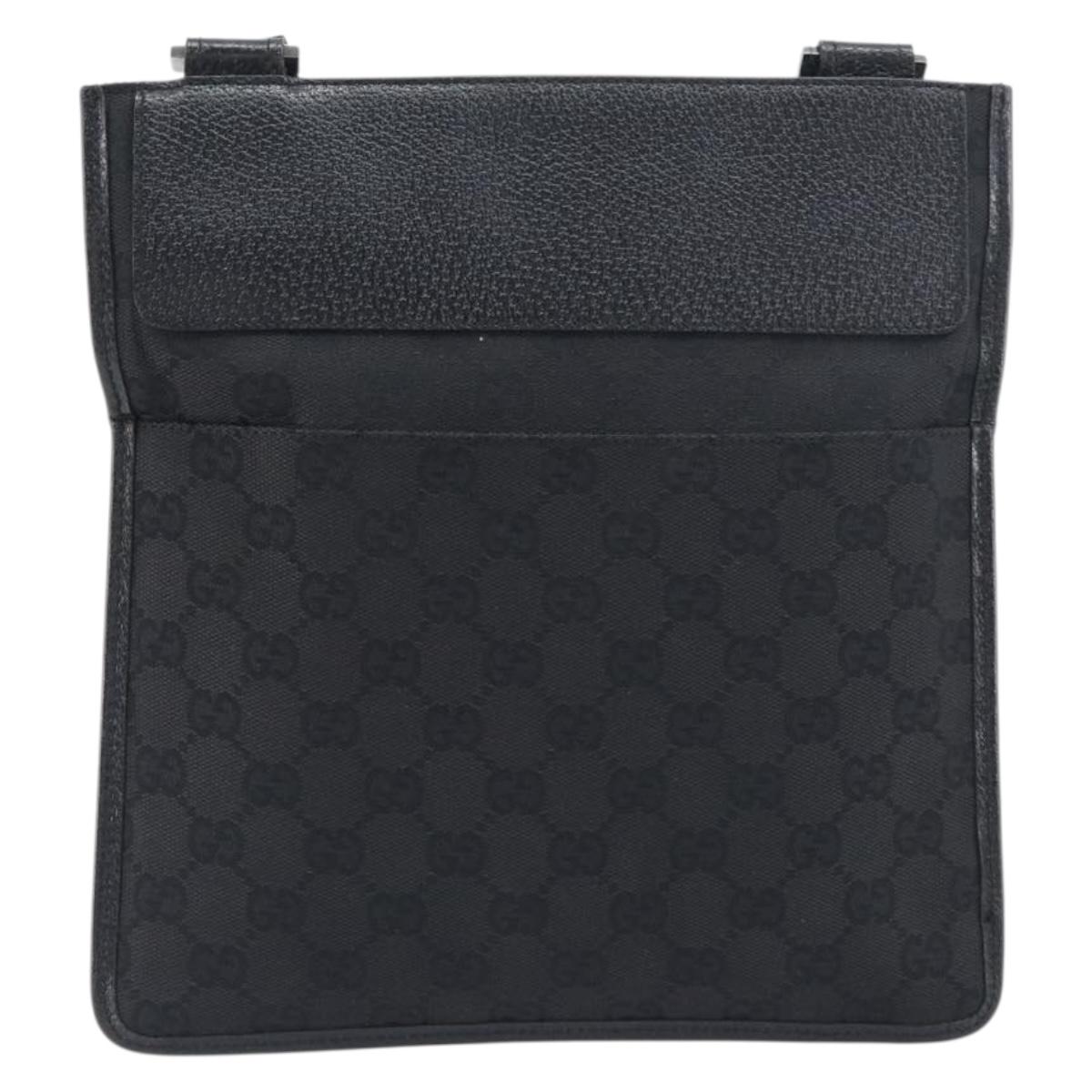 GUCCI GG Canvas Shoulder Bag Black Silver 27639 Auth mr2854