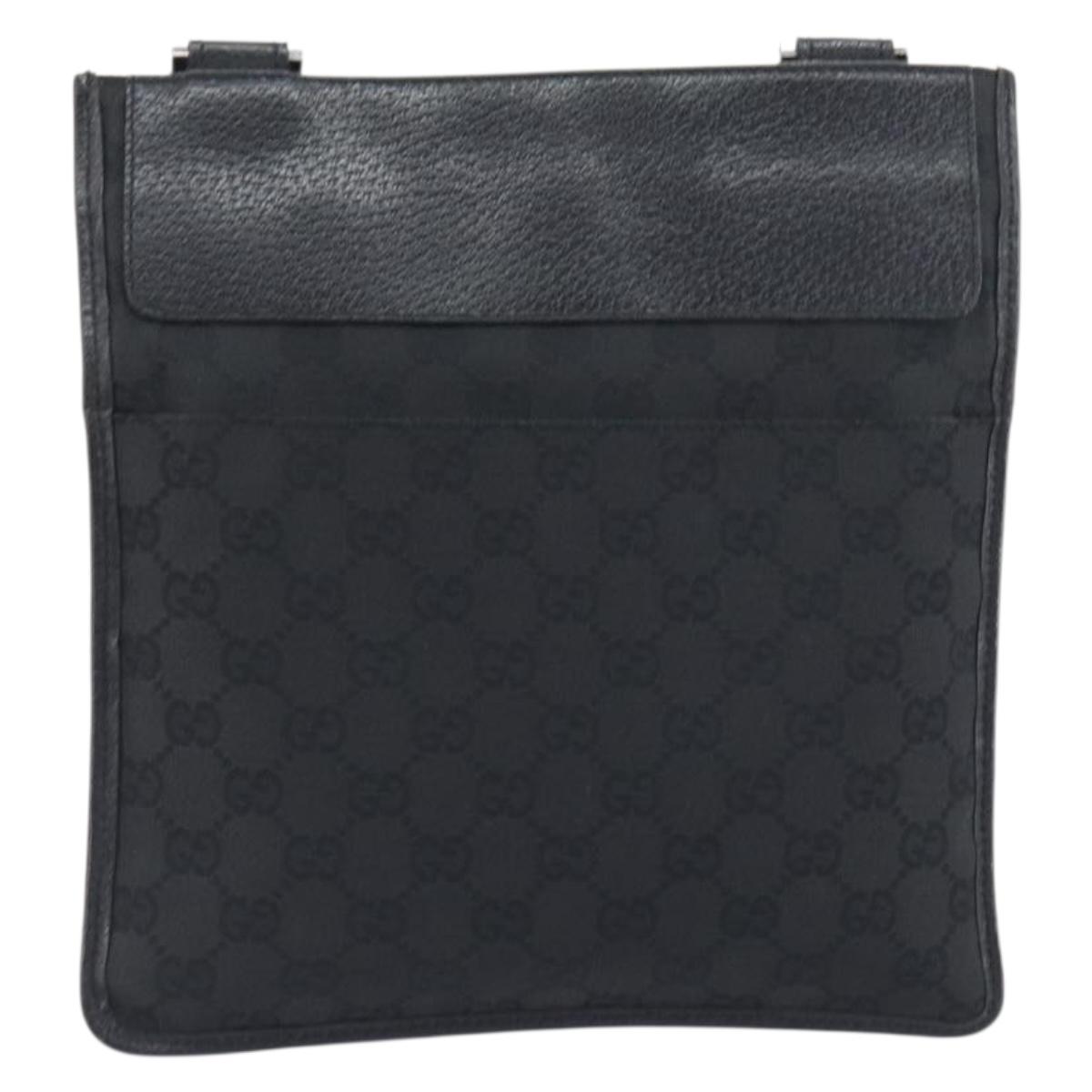 GUCCI GG Canvas Shoulder Bag Black Silver 27639 Auth mr2857