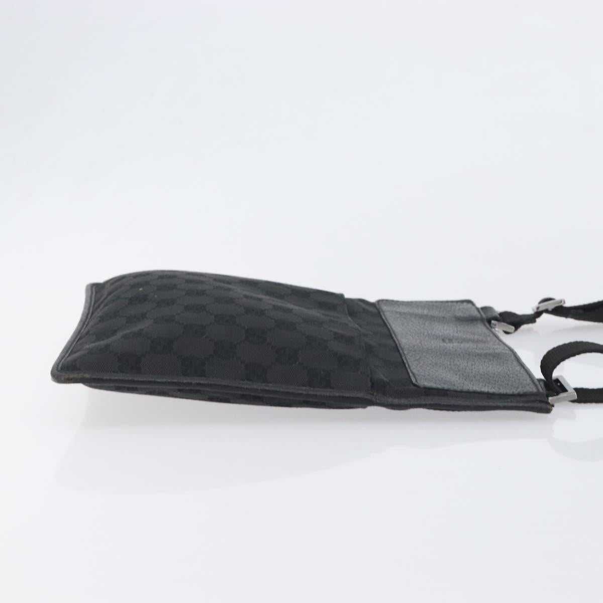 GUCCI GG Canvas Shoulder Bag Black Silver 27639 Auth mr2857