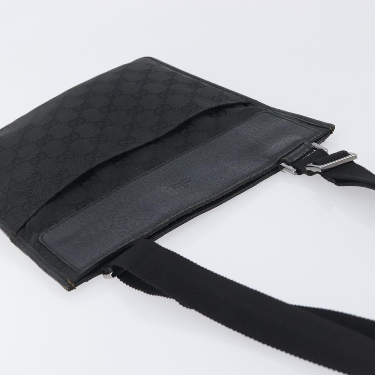 GUCCI GG Canvas Shoulder Bag Black Silver 27639 Auth mr2857