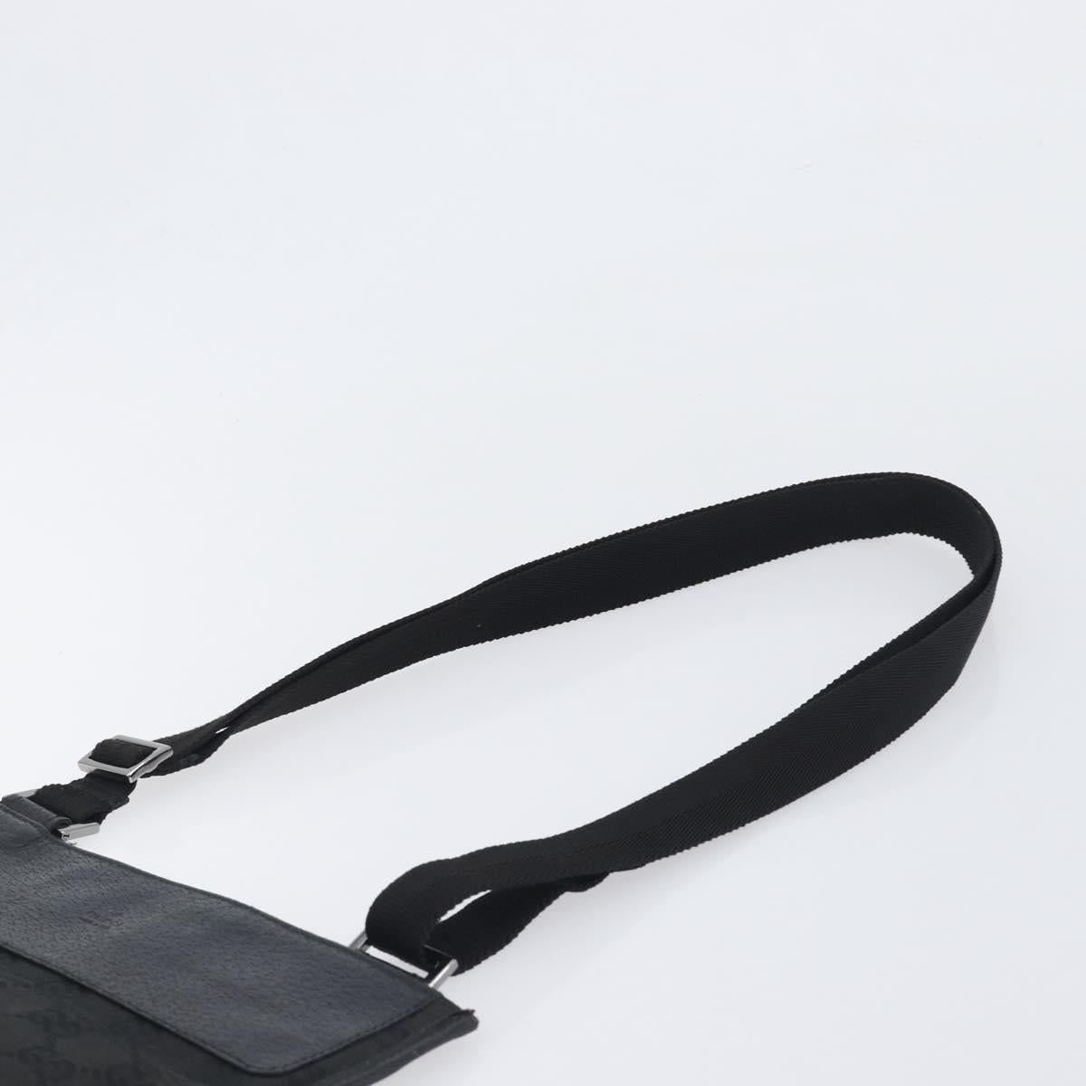 GUCCI GG Canvas Shoulder Bag Black Silver 27639 Auth mr2857