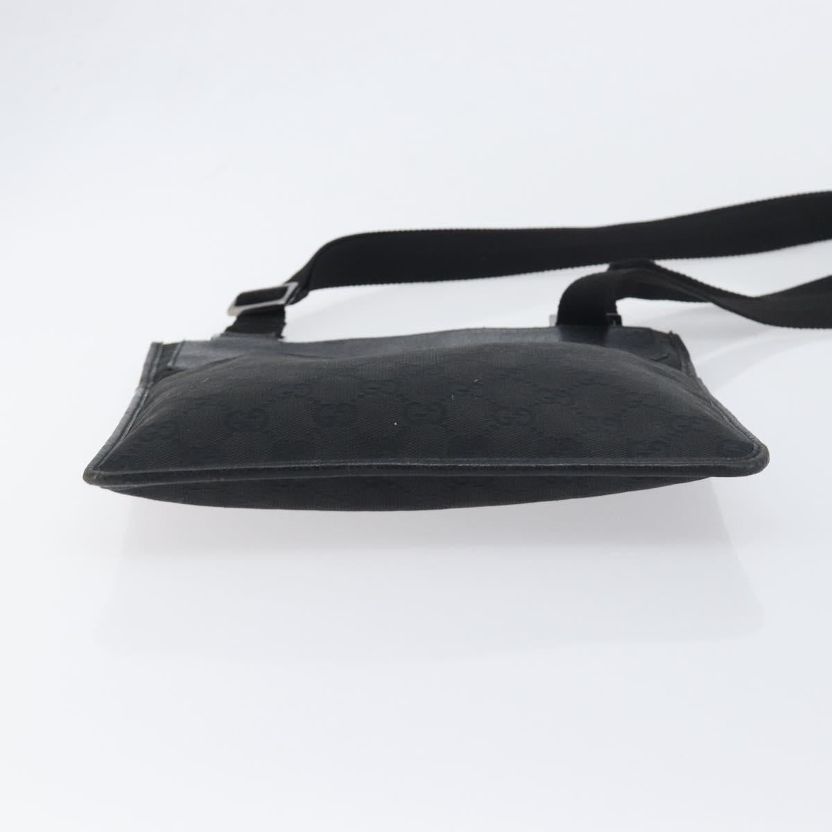 GUCCI GG Canvas Shoulder Bag Black Silver 27639 Auth mr2857