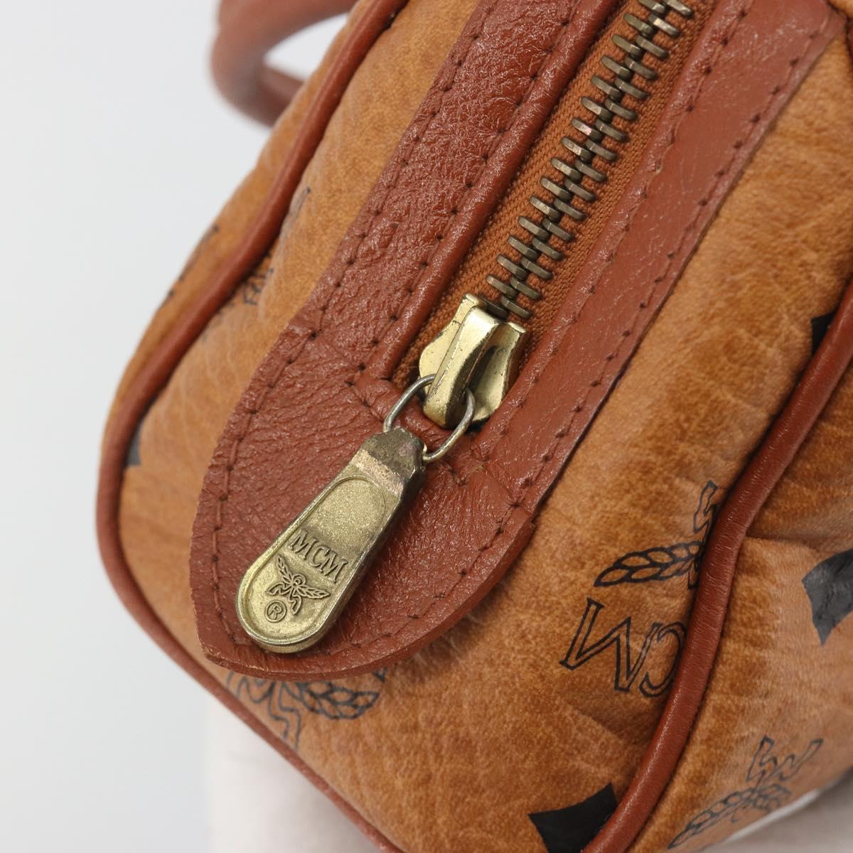 MCM Logogram Vicetos Mini Boston Bag PVC Leather Brown Gold Auth mr2858