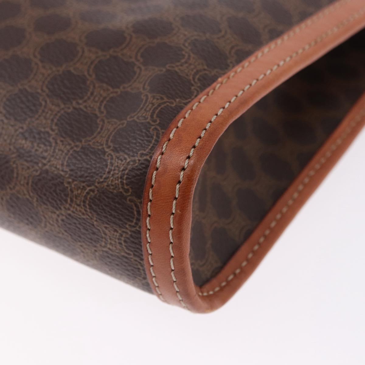 CELINE Macadam Canvas Clutch Bag PVC Leather Brown Gold Auth mr2859