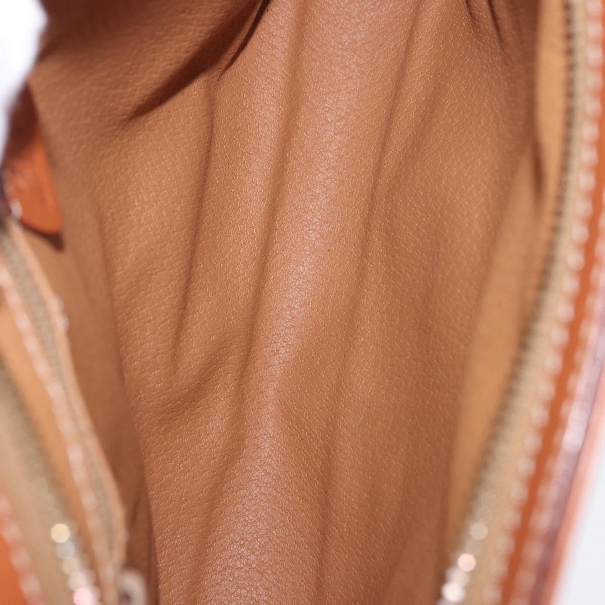 CELINE Macadam Canvas Clutch Bag PVC Leather Brown Gold Auth mr2859