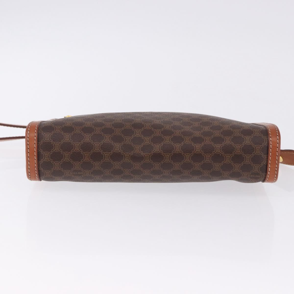 CELINE Macadam Canvas Clutch Bag PVC Leather Brown Gold Auth mr2859