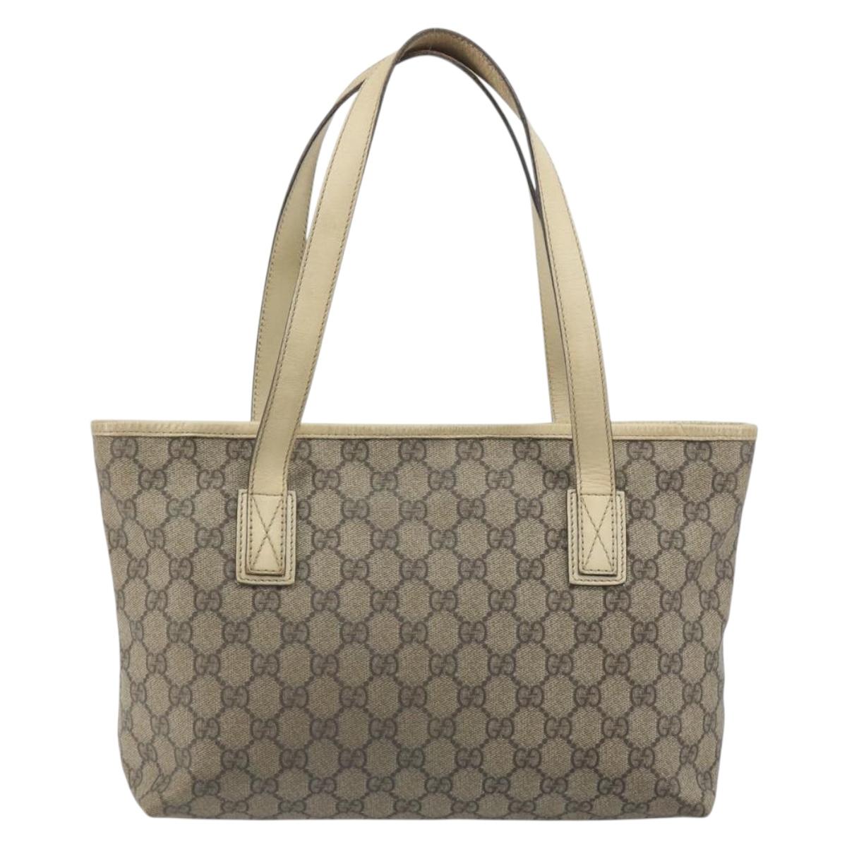 GUCCI GG Supreme Tote Bag PVC Beige Silver 211138 Auth mr2860